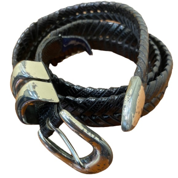 MEZLAN "AO2794" Black All-Over Genuine Lizard Belt - Picture 3 of 8